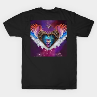 The elegant heart with wings and kitten T-Shirt
